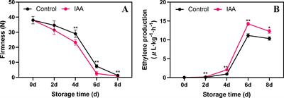 Indole-3-acetic acid treatment promotes postharvest kiwifruit softening by regulating starch and cell wall metabolism